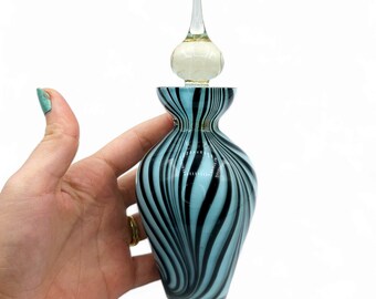 ヴィンテージのブルー＆ブラックのアートガラス香水瓶 - Etsy 日本
