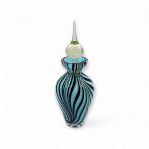 Vintage Blue & Black art glass perfume bottle