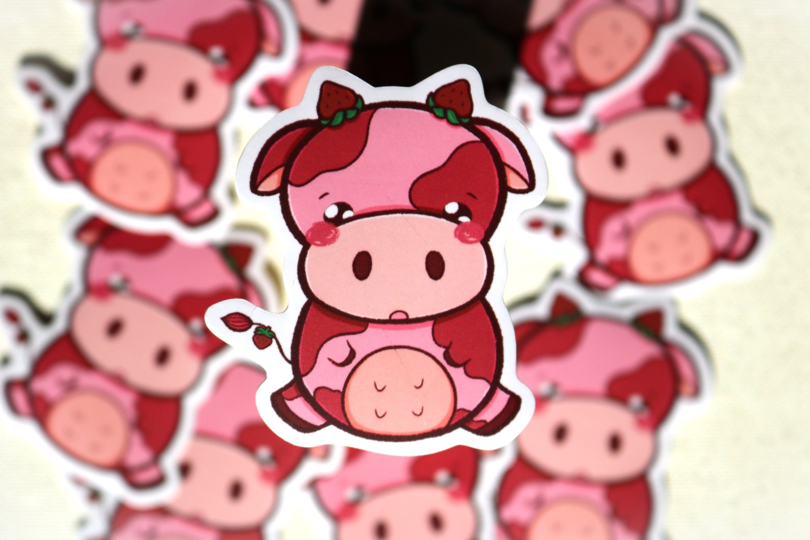 Nervous Strawberry Cow Cute Vinyl Sticker - Etsy