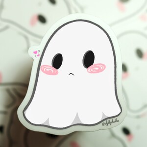 Lovestruck Confused Ghost Cute Vinyl Sticker