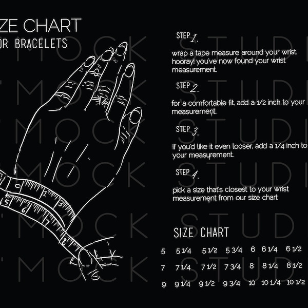 Illustrated Bracelet Sizing Chart Infographic for Small Business | Stock Illustration for Etsy Shop | Jewelry Boutique Graphic Customized