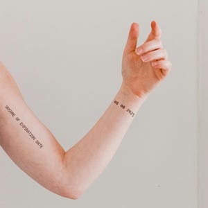 Custom Dot Matrix Date or Numbers or Personalized Wording 8.5&quot;x11&quot; Temporary Tattoo Sheet Minimalist Simple Font Tattoos for Her or Him