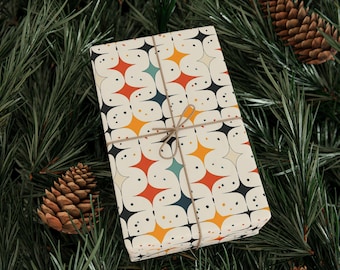 Mid-Century Starburst Pattern Wrapping Paper | Retro Geometric Gift Wrap