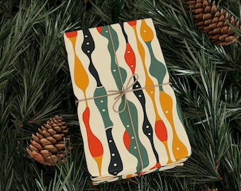 36" Wrapping Papers: Groovy Mid Century Modern Gift Wrap for Celebrations, Birthday Holiday Decor, Retro Gift Wrap
