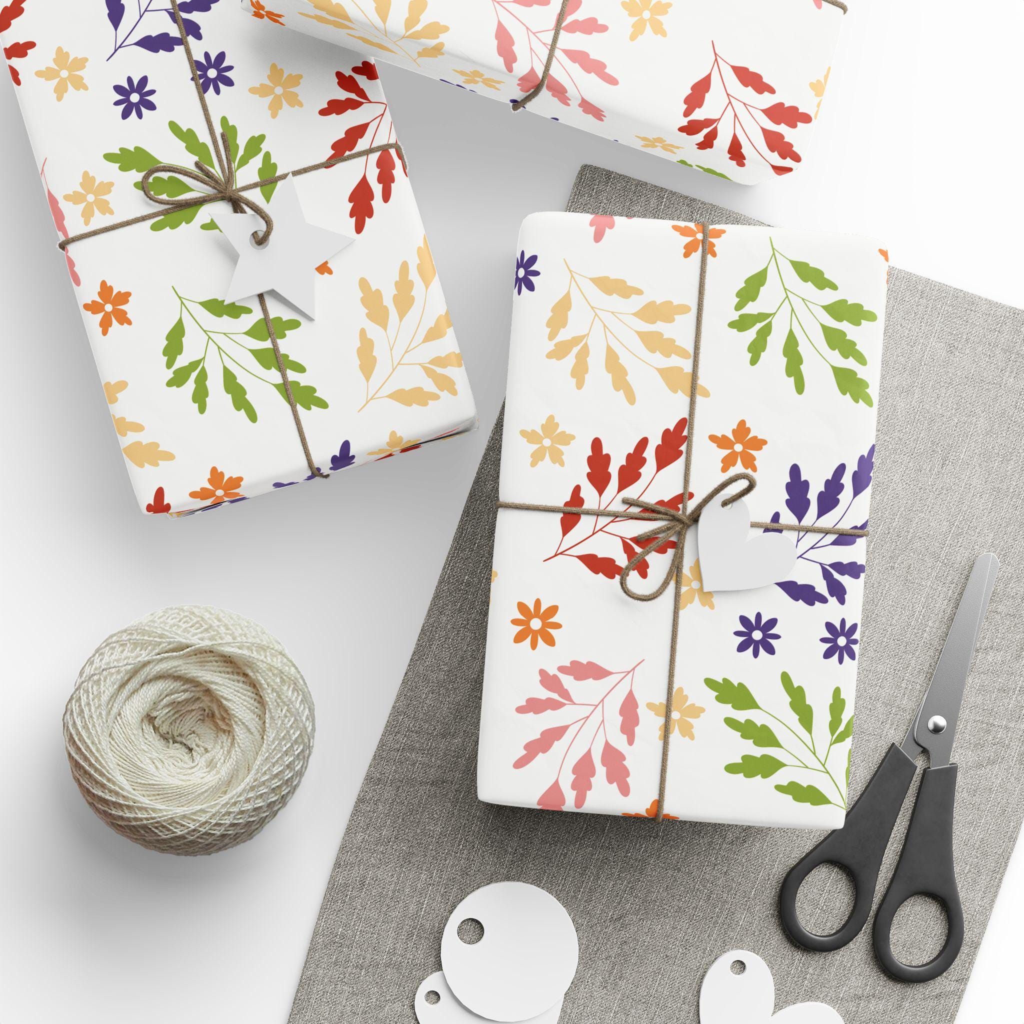 Bright Bold Spring Foliage Wrapping Paper | Colorful Garden Motifs Gift ...