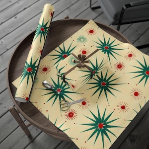 Wrapping Papers, Starburst Design Gift Wrap for All Occasions, Eco-Friendly Birthday Packaging, Colorful Mid Century Modern Decor image 3