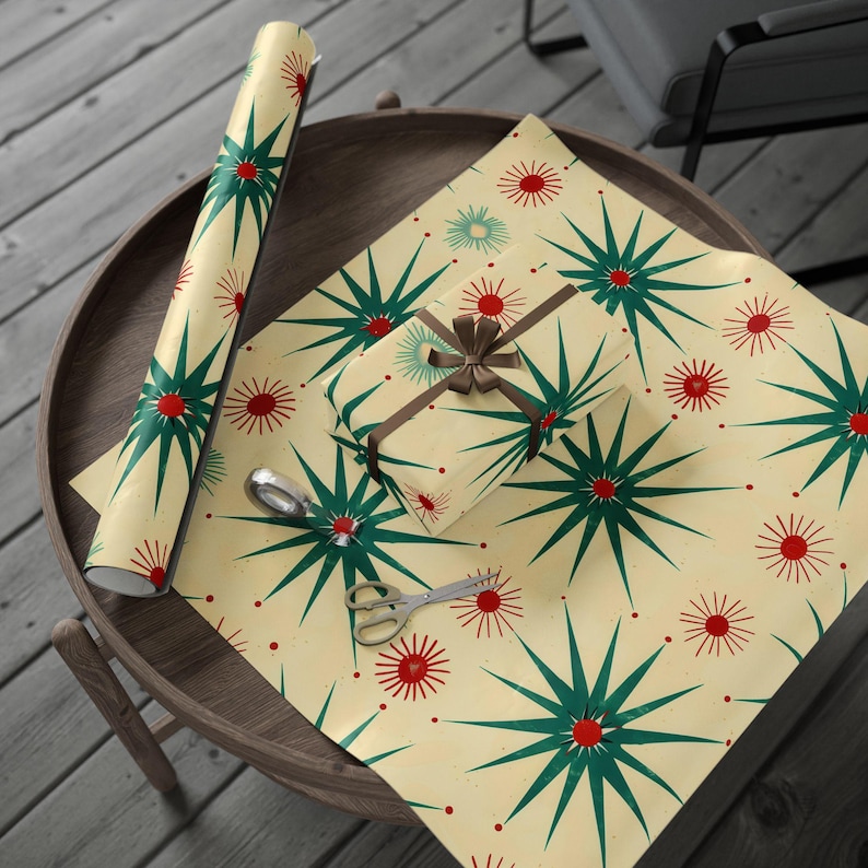 Wrapping Papers, Starburst Design Gift Wrap for All Occasions, Eco-Friendly Birthday Packaging, Colorful Mid Century Modern Decor image 3
