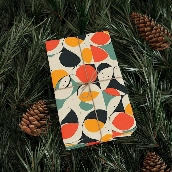 36" Mid-Century Modern Gift Wrap: Colorful Eco-Friendly Celebration Packaging