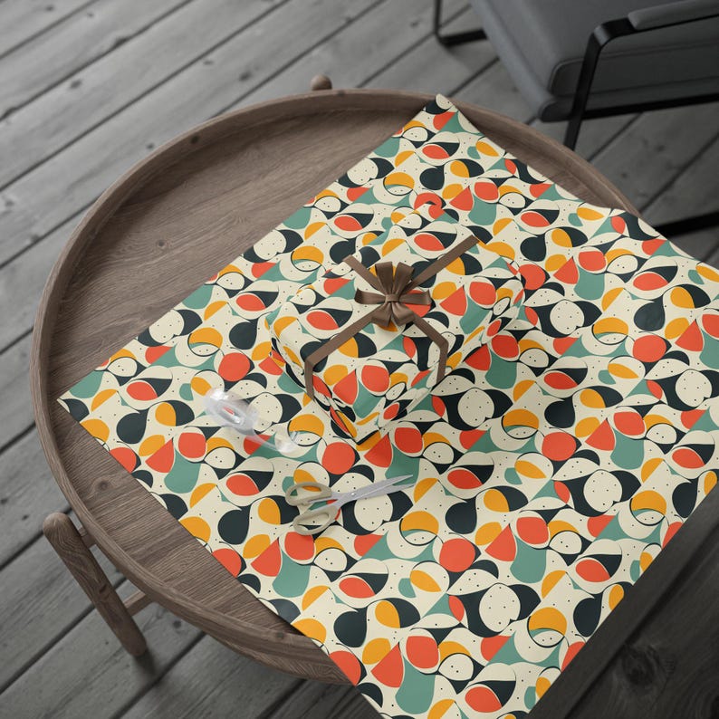 36" Mid-Century Modern Gift Wrap: Colorful Eco-Friendly Celebration Packaging image 6