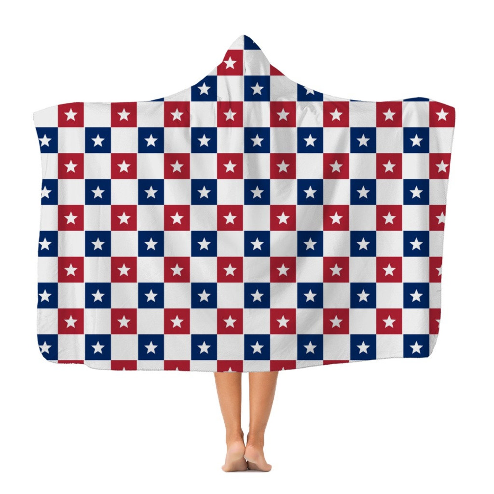 Patriotic Stars Classic Adult Hooded Blanket