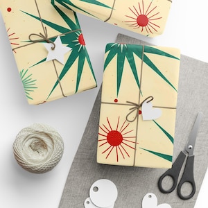 Wrapping Papers, Starburst Design Gift Wrap for All Occasions, Eco-Friendly Birthday Packaging, Colorful Mid Century Modern Decor image 2