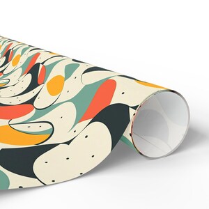 36" Mid-Century Modern Gift Wrap: Colorful Eco-Friendly Celebration Packaging image 4