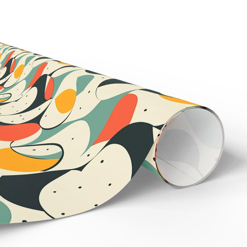 36" Mid-Century Modern Gift Wrap: Colorful Eco-Friendly Celebration Packaging image 4