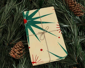 Wrapping Papers, Starburst Design Gift Wrap for All Occasions, Eco-Friendly Birthday Packaging, Colorful Mid Century Modern Decor
