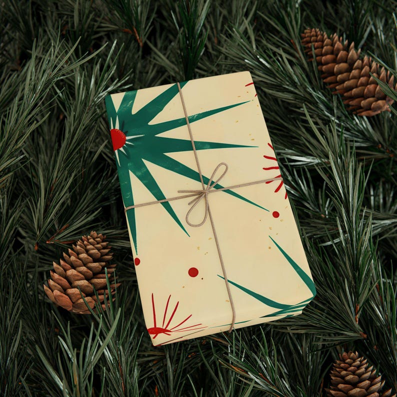 Wrapping Papers, Starburst Design Gift Wrap for All Occasions, Eco-Friendly Birthday Packaging, Colorful Mid Century Modern Decor image 1