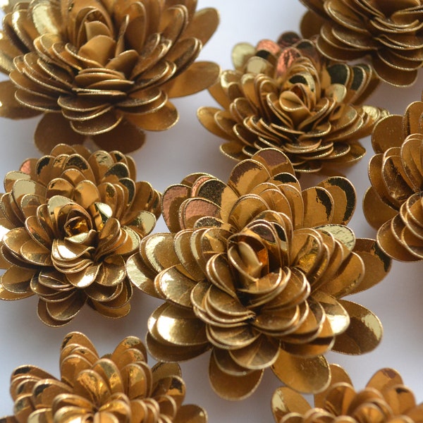 Golden flowers /Paper flowers/ Rolled flowers