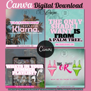 Summer Vibes Digital Canva Flyer For Swimwear brands, Eyewear Brands, Vacationwear Brands, Boutiques,etc.. DIY Canva Digital Download