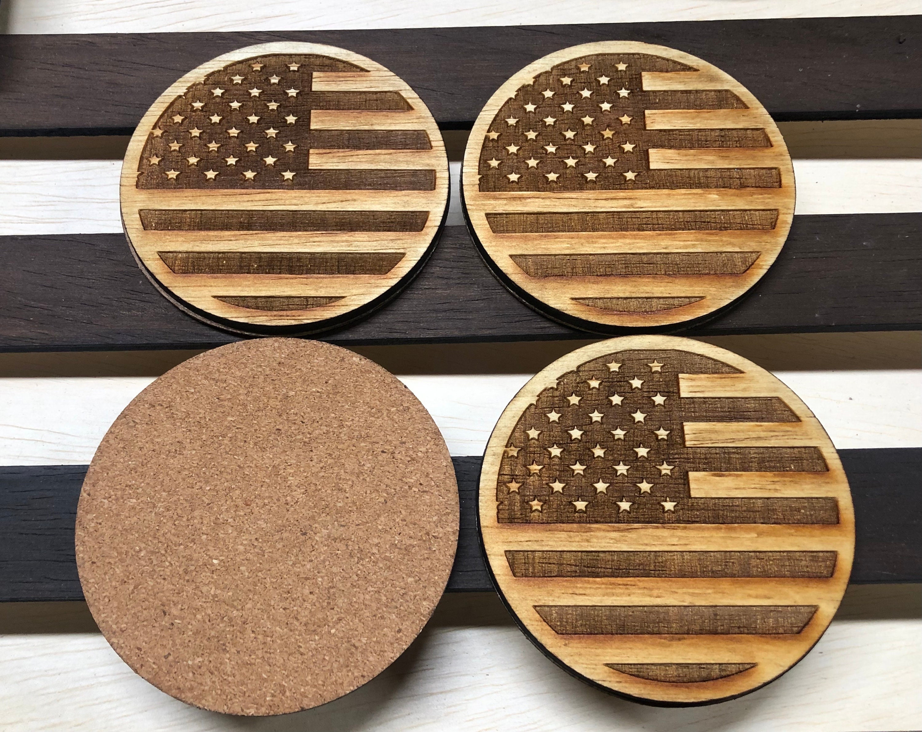 American Flag Wood Coasters