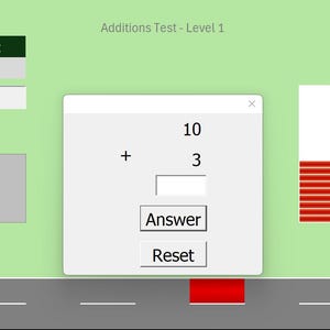 Puede incluir: Una captura de pantalla de una prueba de suma en una pantalla de ordenador. La prueba muestra la ecuación 10 + 3 con un cuadro de respuesta y los botones "Responder" y "Restablecer". Arriba, muestra "Correcto: 11" e "Incorrecto: 2". El número "26" también es visible.