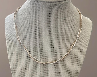 Mixed Metals Double Layer Necklace- Sterling Silver And 14k Gold