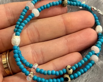 Turquoise Stone Beaded Necklace With Mixed Stone Beads