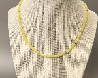 Yellow Jade Necklace with 14k Gold Spacers – Vibrant Yellow Stone Beads