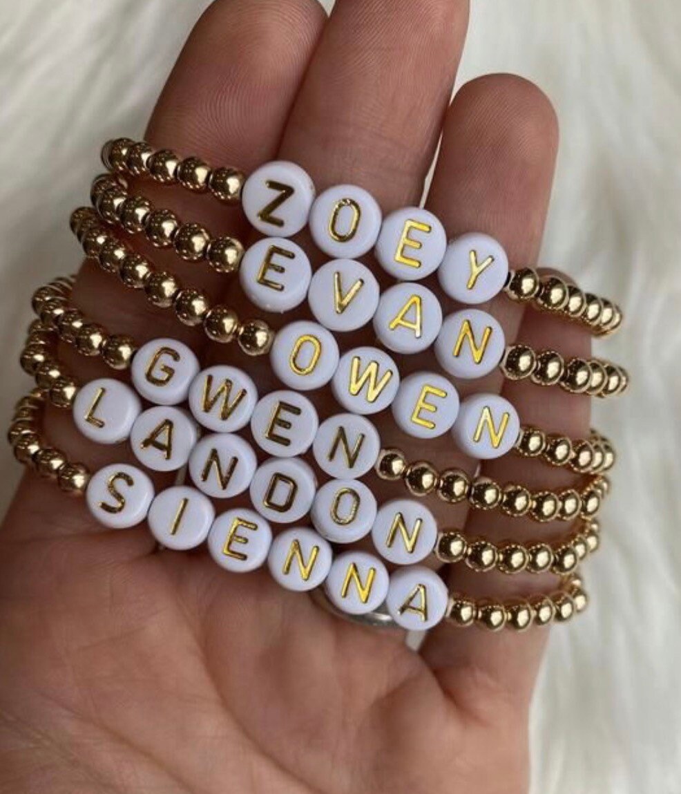 White gold letter alphabet letter metallic letter Beads Round