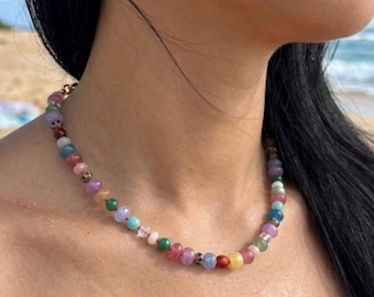Rainbow Stone Necklace- Mixed Gemstone Necklace