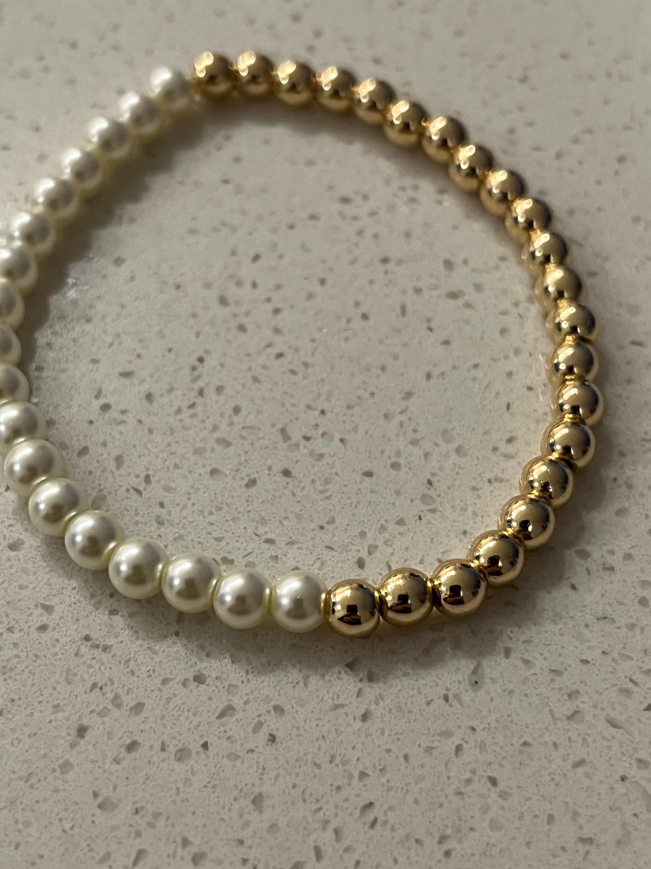 Half and Half Bracelet, Half and Half Pearl Bracelet, Half