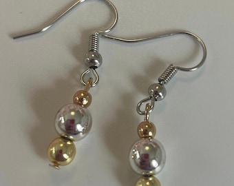 Handmade Two Tone Earrings: 14k Gold & Sterling Silver