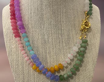 Candy Theme Gemstone Necklace With Gold Sailor Clasp