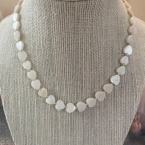 Mother of Pearl Heart Necklace With Chain / Mother of Pearl