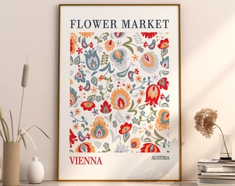 Floral Printable Art, Flower Market Vienna, Printable Wall Art, Digital Download, Flower Market Wall Print, Vienna Flower Market