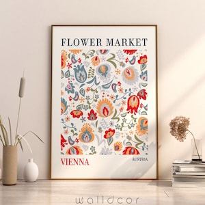 Floral Printable Art, Flower Market Vienna, Printable Wall Art, Digital Download, Flower Market Wall Print, Vienna Flower Market image 1