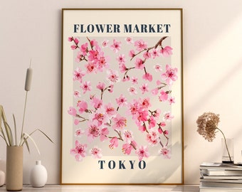 Tokyo Floral Printable Art, Flower Market Tokyo, Printable Wall Art, Digital Download, Flower Market Wall Print, Tokyo Flower Market