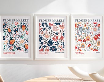 Set of 3 Flower Market Prints, Printable Art, Flower Market Poster, Gallery Wall Set, Digital Print Set, Flower Market Set, Digital Download