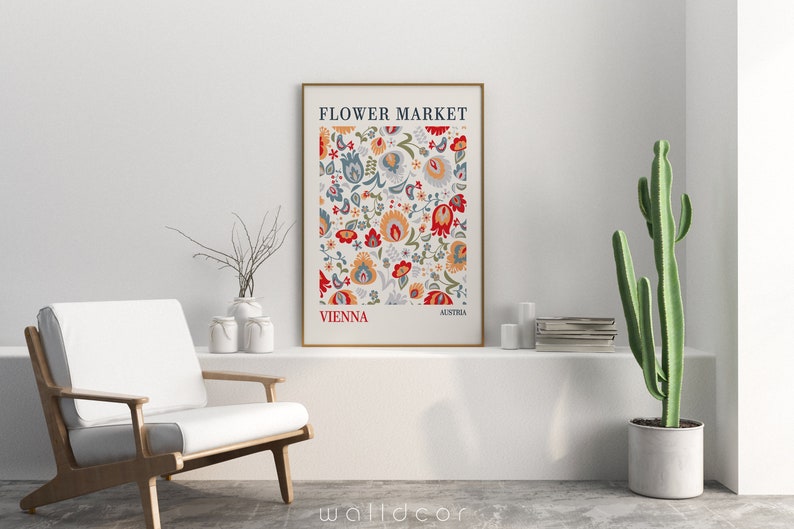 Floral Printable Art, Flower Market Vienna, Printable Wall Art, Digital Download, Flower Market Wall Print, Vienna Flower Market image 5