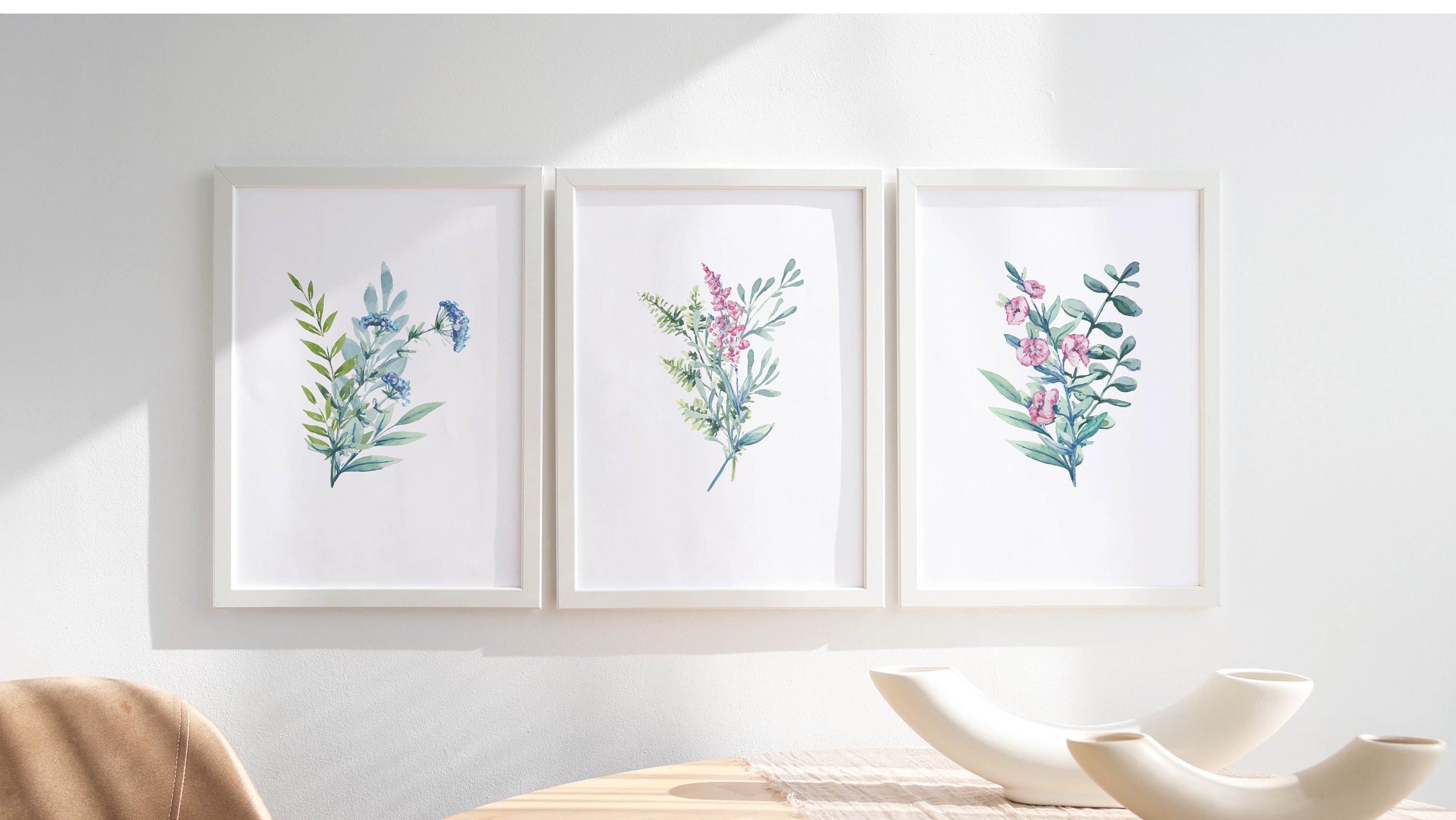 Printable Wall Art, Colorful Wildflower Art Set of 3, Bright Floral ...