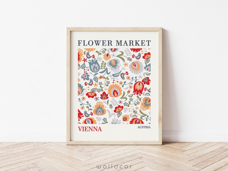 Floral Printable Art, Flower Market Vienna, Printable Wall Art, Digital Download, Flower Market Wall Print, Vienna Flower Market image 3