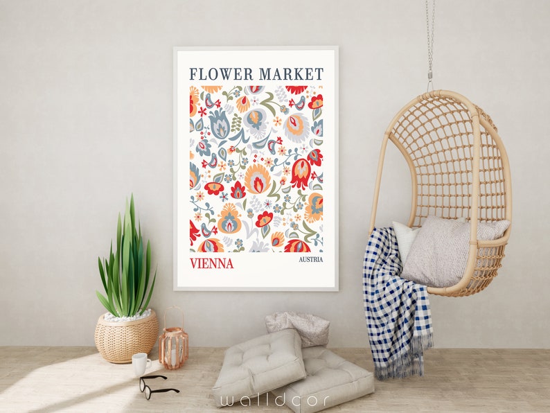 Floral Printable Art, Flower Market Vienna, Printable Wall Art, Digital Download, Flower Market Wall Print, Vienna Flower Market image 4