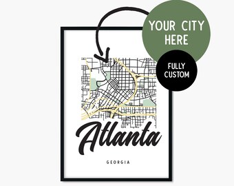 Custom Map, New Home Gift, Paper Anniversary