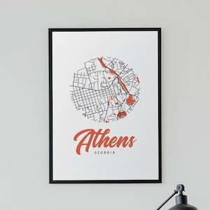 Athen Georgia Map Print | UGA Map Print | College Town Map Gifts