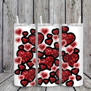 Valentine&#39;s Day Tumbler bundle-red&pink glitter-hearts
