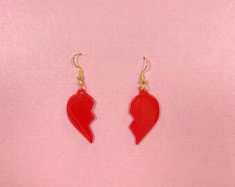 Broken Heart Earrings Love Earring Valentines Day earring Valentines day gift for Her Romantic gift Candy Hearts Jewelry Queen of Hearts