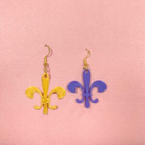 Fleur de Lis Earrings Mardi Gras earring New Orleans Saints Earrings NOLA earring trinity earring New Orleans Jewelry French Quarter jewelry
