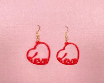 Love Heart Earrings Love Earring Valentines Day earrings Valentines day gift Gift for Her Romantic gift Candy Hearts Jewelry Queen of Hearts
