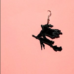 Flying Witch Earrings Halloween Witchy Fall Fashion Spooky Monsters Trick or Treat Holiday Cauldron Tarot Cards Wicked Witch of the West