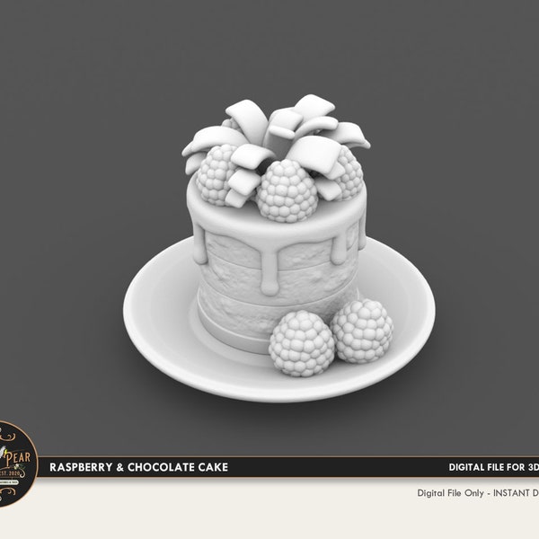 1:12 Himbeer & Schokolade Dessert Kuchen Essen Puppenhaus Miniatur - 3D STL DRUCK Datei Instant Download