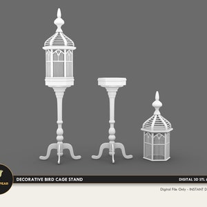 1:12 Decorative Birdcage w Stand Dollhouse Miniature - 3D STL PRINT file Instant Download