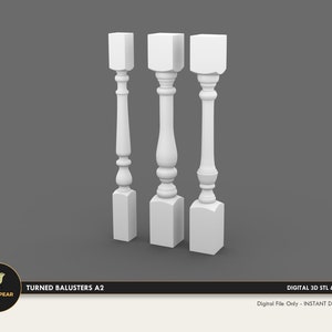 1:12 Turned Balusters A2 Dollhouse Miniature - 3D STL PRINT file Instant Download